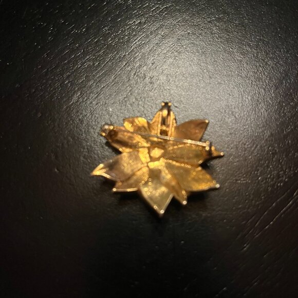 Vintage Glittery Flower Pendant or Brooch Yellow with Orange Tones Avon - Picture 4 of 6